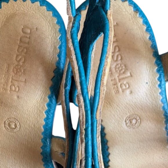 Bussola Marseille Cage Wedge "Snake" Leather Sandals - Turquoise - 39/8.5 - Picture 7 of 14